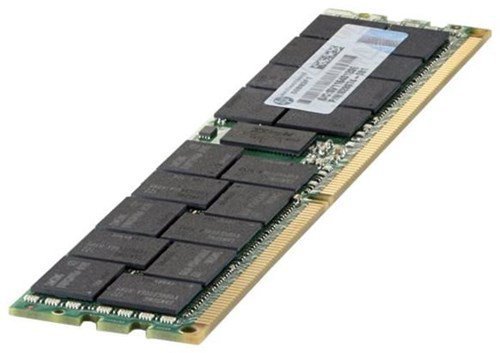 HPE 726722-B21 memory module in green and black, featuring a gold connector edge, with 32 GB DDR4 capacity and multiple memory chips on a slim, rectangular PCB.