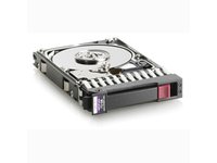 HPE 72GB 10K RPM Hot Plug SAS 2.5" dual port internal hard drive with a metallic casing, featuring a black and purple connector and a red release button.
