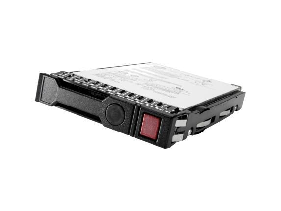 HPE 765464-S21 internal hard drive with a sleek black casing, featuring a red release button and labeled top, designed for 1 TB storage at 7200 RPM in a 2.5" SAS format.