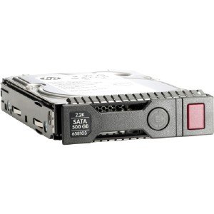 HPE 793695-B21 internal hard drive featuring a black metal casing, 8 TB capacity, 7200 RPM speed, and a 3.5" Serial ATA interface with a red release button.