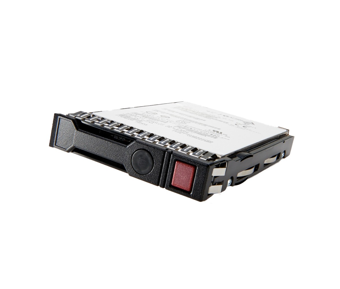 HPE 793703-S21 internal hard drive with an 8 TB capacity, 7200 RPM speed, featuring a black plastic casing and red release button, designed for 3.5" SAS interfaces.