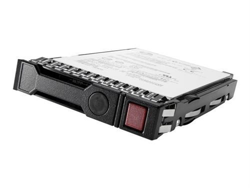 HPE 872382-B21 2.5" internal solid-state drive in a black metal casing, featuring a red release button and labeled with technical specifications on the top.