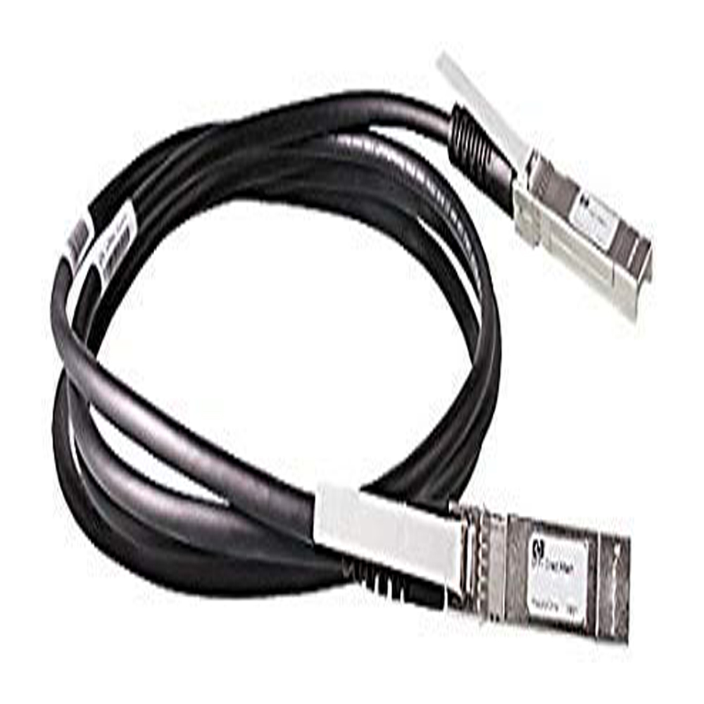 HPE 10G SFP+ to SFP+ DAC cable, 3m long, featuring black flexible cable with silver connectors on both ends, designed for high-speed network connections.
