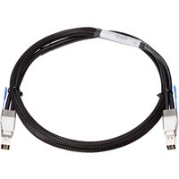 Black HPE Aruba Networking 2920/2930M 0.5m stacking cable with metal connectors and braided outer sheath.
