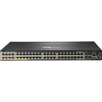 Black HPE Aruba 2930M switch with multiple Ethernet ports, PoE capabilities, and a single expansion slot.