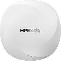 White HPE Aruba Networking AP-615-RW Wi-Fi 6E access point with smooth, rounded design and subtle logo on top.