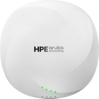 White HPE Aruba Networking AP-635 Wi-Fi 6E access point with rounded edges and green LED indicators.