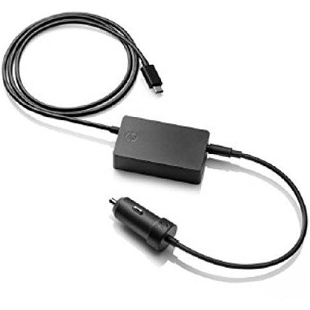 Black Aruba HPE adapter cord featuring a rectangular power module, a Micro USB connector, and a USB plug, designed for access points with a durable cable.