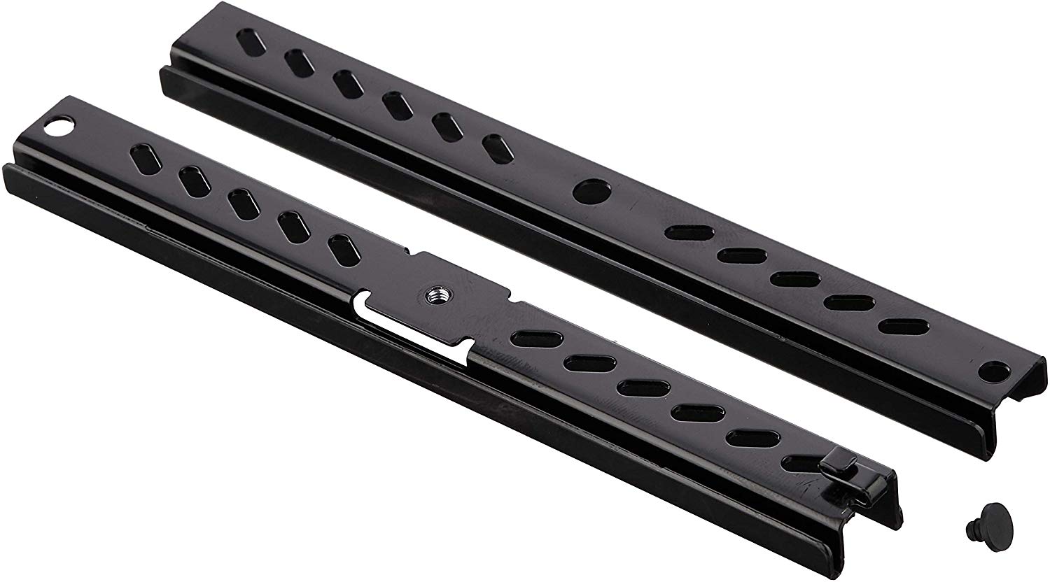 Black metal mounting bracket with multiple holes for adjustable installation, designed for securely attaching a wireless access point, includes screws for assembly.