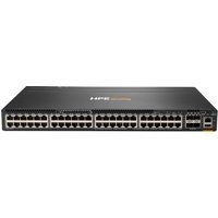 Black HPE Aruba CX 6300M switch with 48 Ethernet ports and 4 SFP56 ports on the front panel.