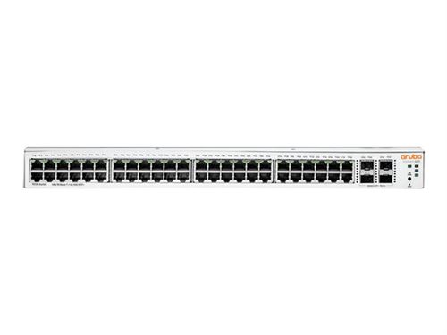 HPE Aruba Instant On 1930 switch in white, featuring 48 Gigabit Ethernet ports, 4 SFP/SFP+ slots, and a sleek, compact design suitable for network connectivity.