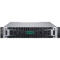 HPE MSA 2070 LFF storage array, silver and black, with dual 32Gb FC 4-port controllers, front view with vented panel.