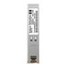 HPE Gigabit Ethernet SFP transceiver in silver metal housing, featuring an RJ-45 connector for 1000Base-T networking, with identification labels on the side.