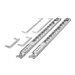 Silver metal rack mount kit for HPE Networking X450, featuring two long rails with pre-drilled holes and multiple mounting brackets for 4-post and 7U installations.