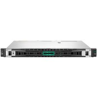 HPE ProLiant DL20 Gen11 server, silver chassis, black front panel, 4 SFF bays, compact 1U rack design.