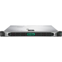 Silver HPE ProLiant server with black front panel, green logo, and ventilation grid.