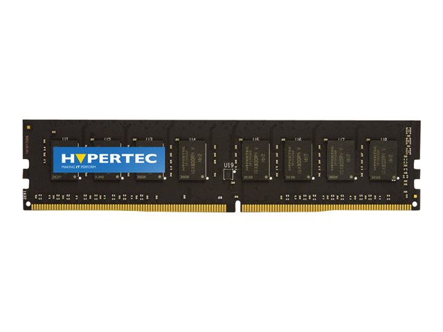 Black memory module with gold connectors, featuring "HYPERTEC" branding and multiple memory chips, designed for DDR4 2133 MHz performance, 8 GB capacity.