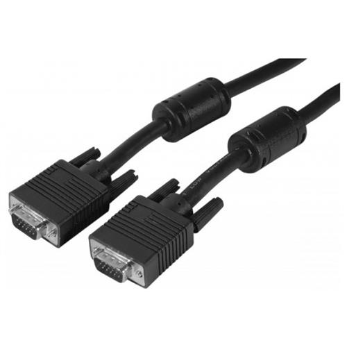 Black 3-meter VGA cable featuring D-Sub connectors with molded grips for easy handling and secure connections.