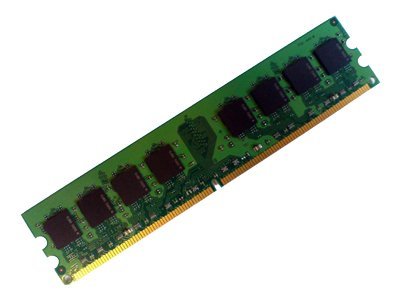 Green circuit board with eight black memory chips, gold connectors along the bottom, labeled as Hypertec 1GB DIMM (PC2-4200) memory module.