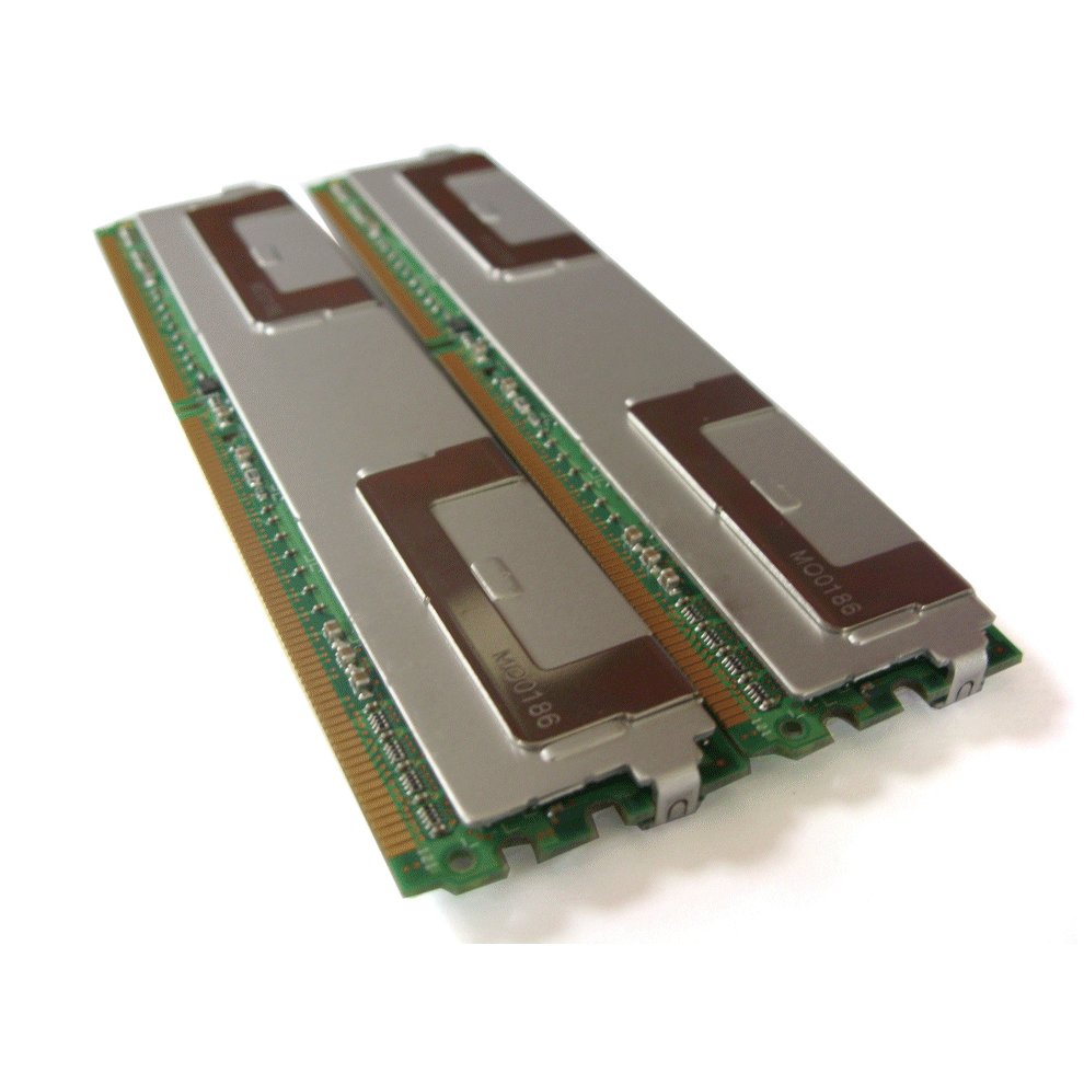 Two silver Hypertec 1GB FB DIMM PC2-5300 memory modules with green circuit boards, featuring gold connectors and labeled chips.