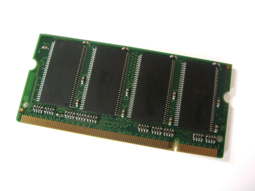 Green circuit board with four black memory chips, gold connectors at the bottom, labeled as Hypertec 256MB SDRAM (100 MHz) memory module.