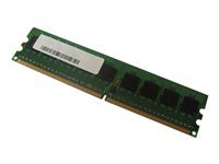 Green printed circuit board with a single 2GB DDR2 memory module, featuring eight black memory chips and a white label, designed for PC2-5300 667 MHz ECC compatibility.