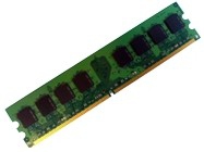 Green circuit board memory module with eight black memory chips, featuring a 240-pin DIMM design, labeled "Hypertec 393354-B21-HY," and a gold connector edge.