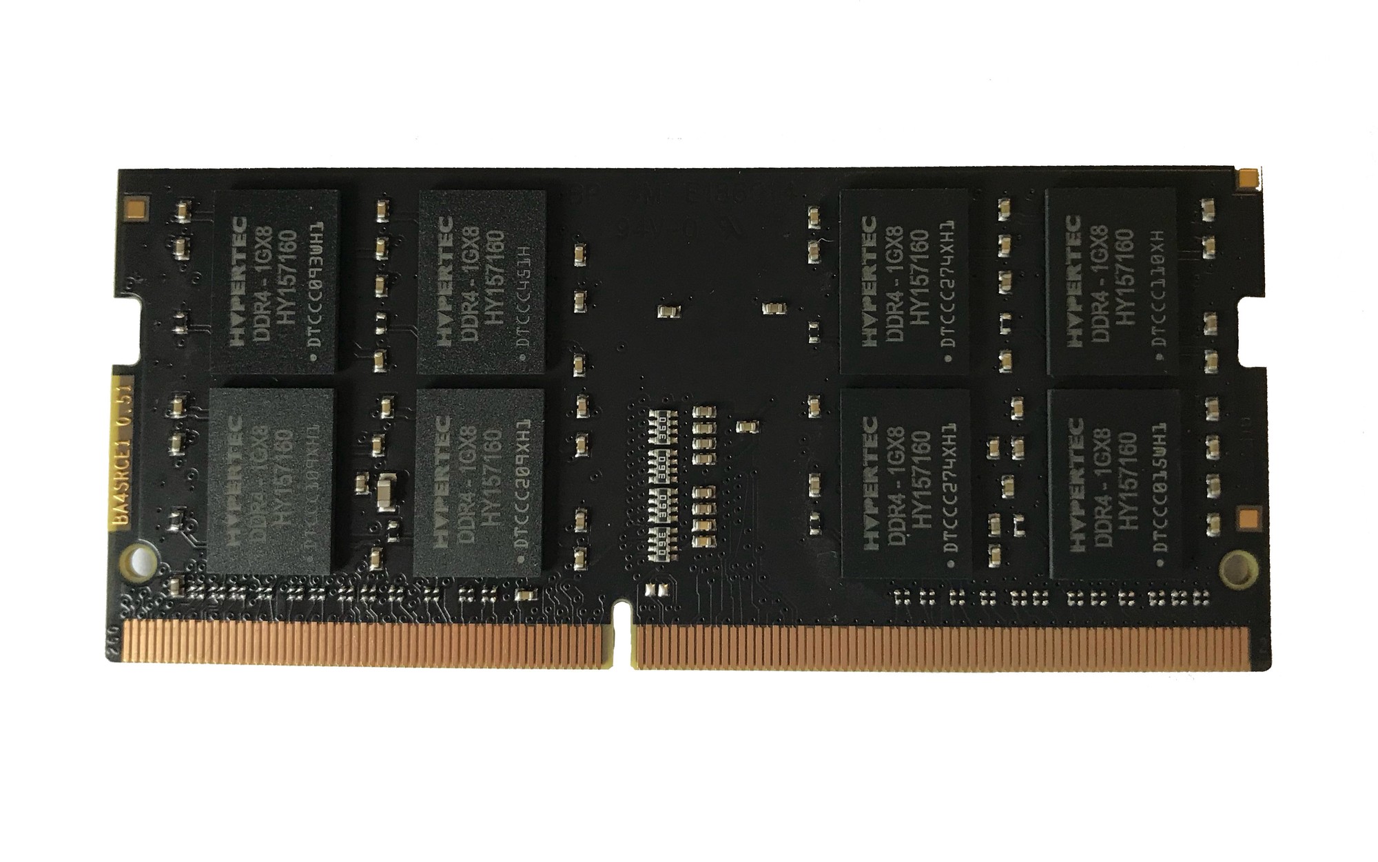 Hypertec 3TK84AA-HY memory module featuring a sleek black PCB with eight memory chips, gold connectors, and labeled specifications, offering 16 GB DDR4 capacity.