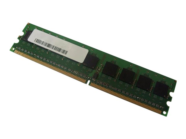Green circuit board memory module with four black memory chips, gold connectors at the bottom, labeled with a barcode and specifications for Hypertec 4GB DDR2 800 MHz ECC.