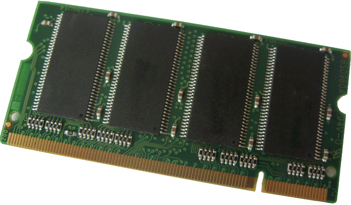 Green circuit board with gold connectors, featuring multiple black memory chips and solder points, labeled as Hypertec 512MB PC133 memory module, 133 MHz speed.