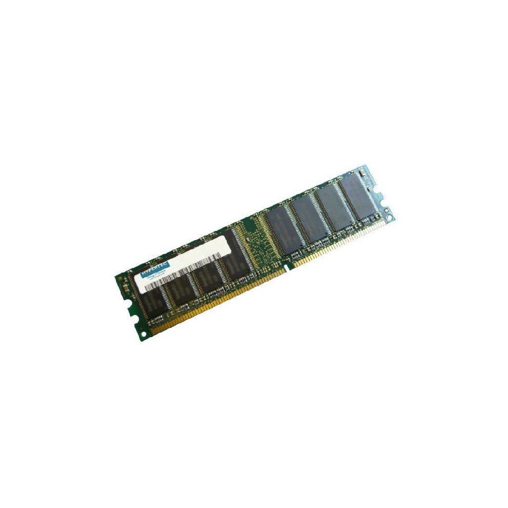 Green circuit board memory module with gold connectors, featuring eight memory chips, labeled as Hypertec 512MB PC2100 DDR266, measuring 0.5 GB.