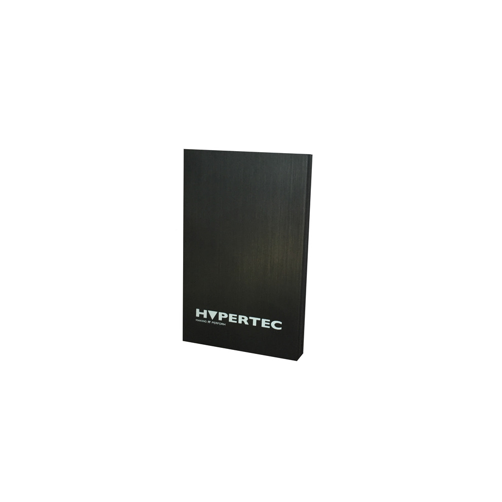 Black storage drive case cover by Hypertec, featuring a sleek, matte finish with embossed "HYPERTEC" logo in white at the bottom.