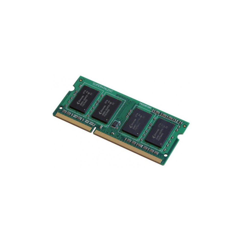 Green circuit board with four black memory chips, featuring gold connectors on one edge, labeled "Hypertec HYMAC7402G," designed for DDR3 1066 MHz memory.
