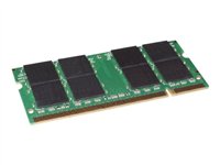 Green circuit board memory module with black memory chips, labeled "Hypertec HYMAS7401G," featuring 1 GB capacity and DDR2 667 MHz specifications.