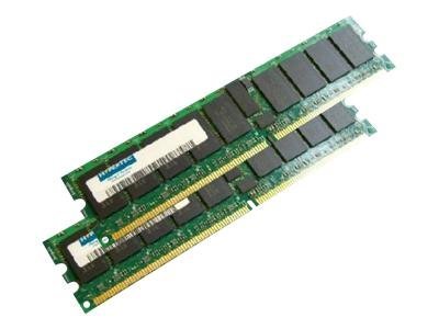 Green circuit board with two black memory chips, labeled "Hypertec," featuring gold connectors and a total capacity of 4 GB, designed for DDR2 667 MHz systems.