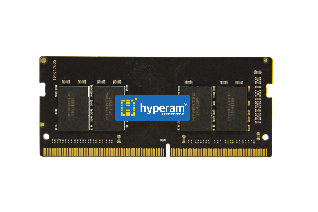 Black memory module with four memory chips, 8 GB capacity, 260-pin SO-DIMM form factor, featuring ECC technology and a prominent Hypertec logo.