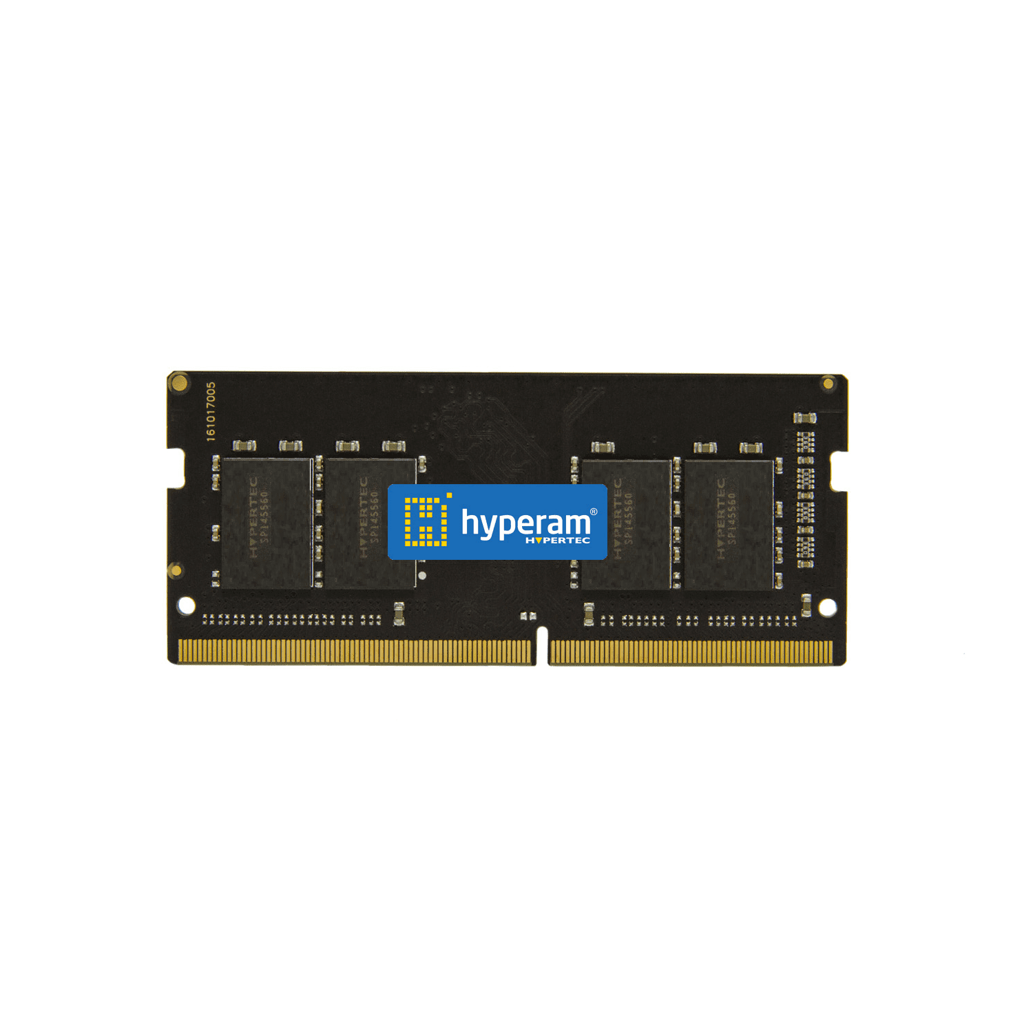 Black memory module with gold connectors, featuring a blue label that reads "hyperam" and specifications indicating 4 GB DDR4 at 2133 MHz.