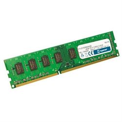 Green circuit board memory module with six black memory chips, labeled "Hypertec HYU31625684GBOE," 4 GB DDR3, 1600 MHz, featuring a gold connector edge.