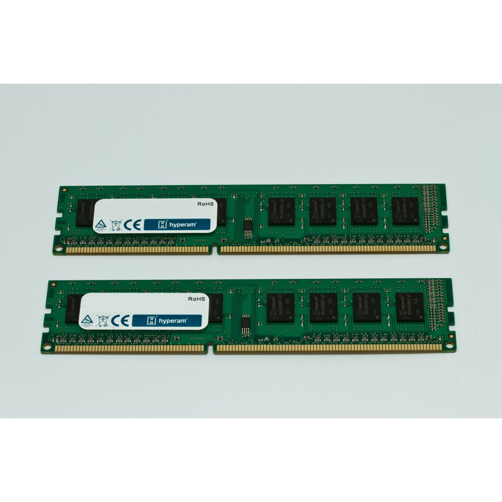 Green printed circuit board memory module with two rows of black memory chips, labeled with "Hypertec" and "ECC," featuring a 240-pin DIMM design and 4 GB capacity.