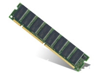 Green circuit board with eight black memory chips, featuring gold connectors on one edge, labeled as Hypertec IBM Equivalent 256MB DIMM PC133 Reg SDRAM.