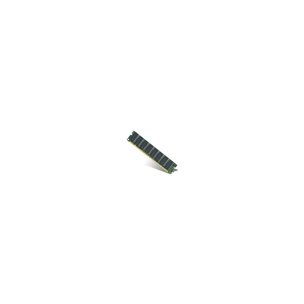Green circuit board memory module with gold connectors and multiple black memory chips, labeled as Hypertec IBM Equivalent 256MB DIMM PC133 SDRAM.