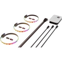 HYTE LS10 computer case light kit with three RGB LED strips, connectors, and a white control box.
