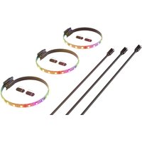 HYTE LS10 Universal LED strip set with multicolor lights, three strips, connectors, and black cables.