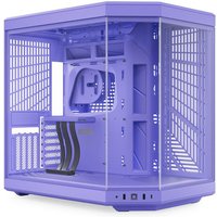 Violet HYTE Y70 Midi Tower with transparent panels, mesh sides, and front I/O ports.