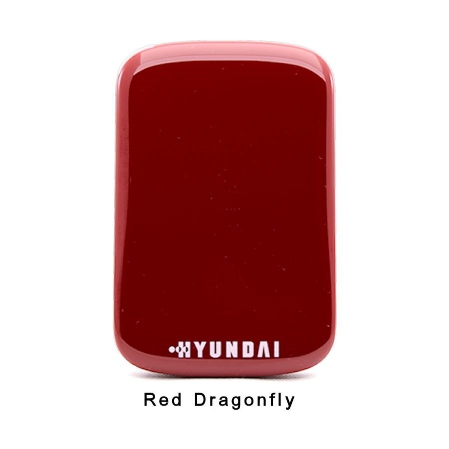 Red Hyundai HS2 USB 3.2 Gen 1 flash drive with a glossy finish, featuring a compact design and the Hyundai logo on the front.