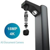 Black I.R.I.S. IRIScan Desk 7 Pro overhead scanner with 18MP camera, sleek vertical design, and A3 document capability.