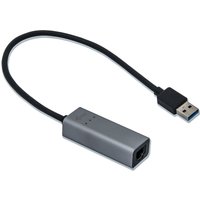 Silver i-tec Metal USB 3.0 Gigabit Ethernet Adapter with black cable and USB connector.