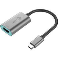 Gray i-tec Metal USB-C to HDMI adapter with black cable and teal HDMI port, supports 4K/60Hz.