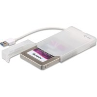 White i-tec MySafe USB 3.0 external case for 2.5" drives, translucent cover, USB cable attached