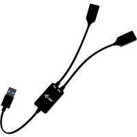 Black i-tec USB-A Cable HUB with two flexible USB-A ports extending from a central hub.